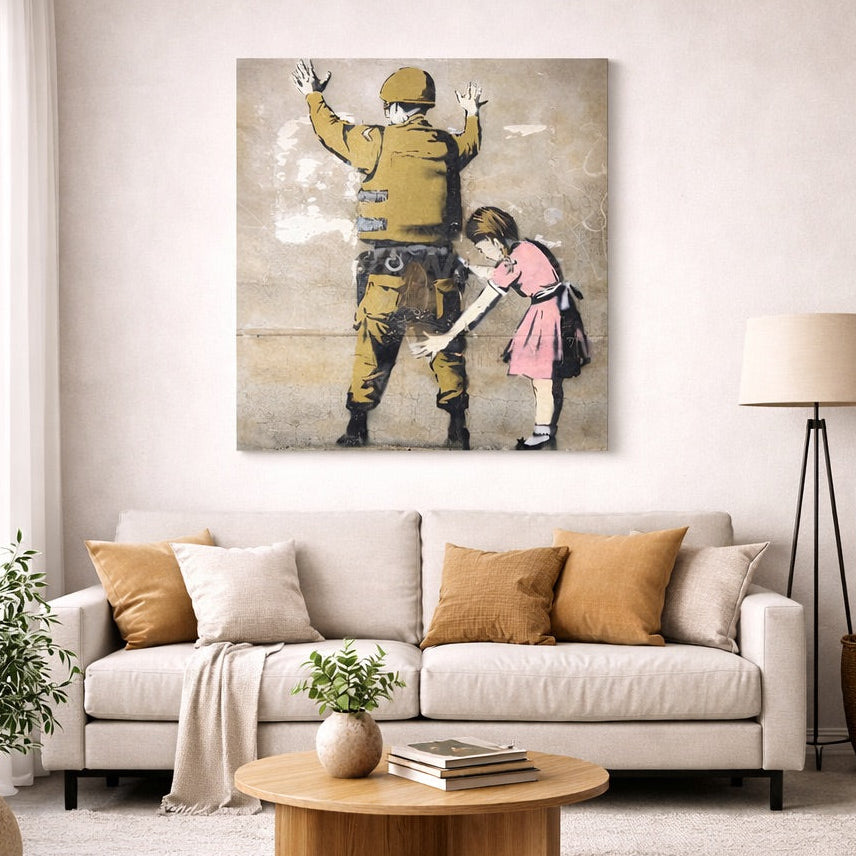 Tableau Banksy La Fille et Le Soldat