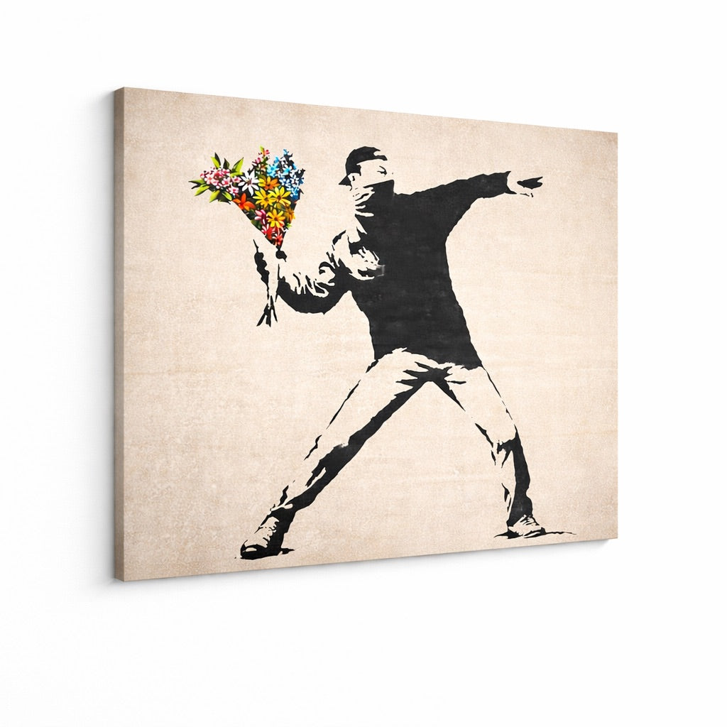 Tableau Banksy Lanceur de Fleurs