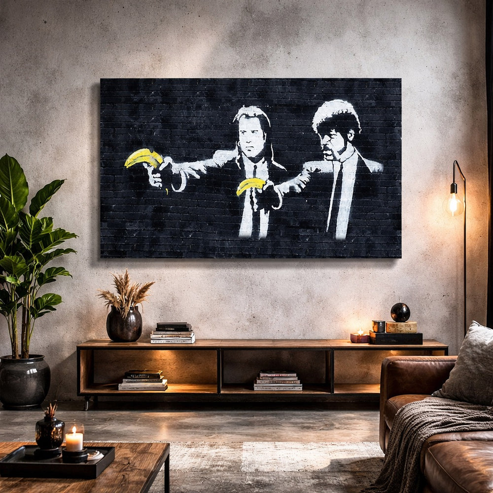 Tableau street art inspiré du graffiti, Banksy Pulp Fiction