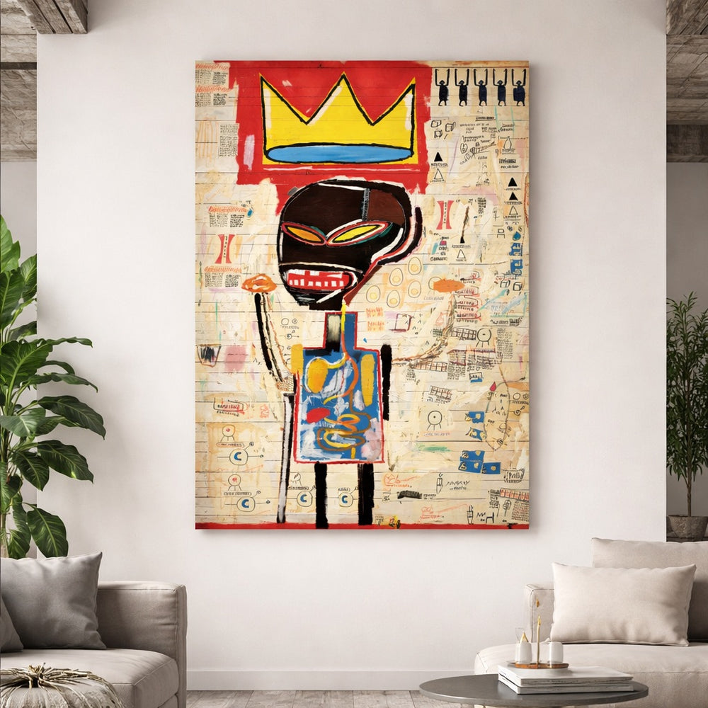 Tableau graffiti inspiré de Jean-Michel Basquiat, Le Roi
