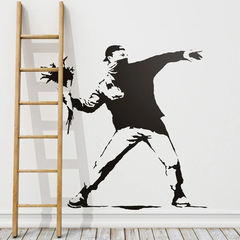 Sticker Banksy Lanceur de Fleurs