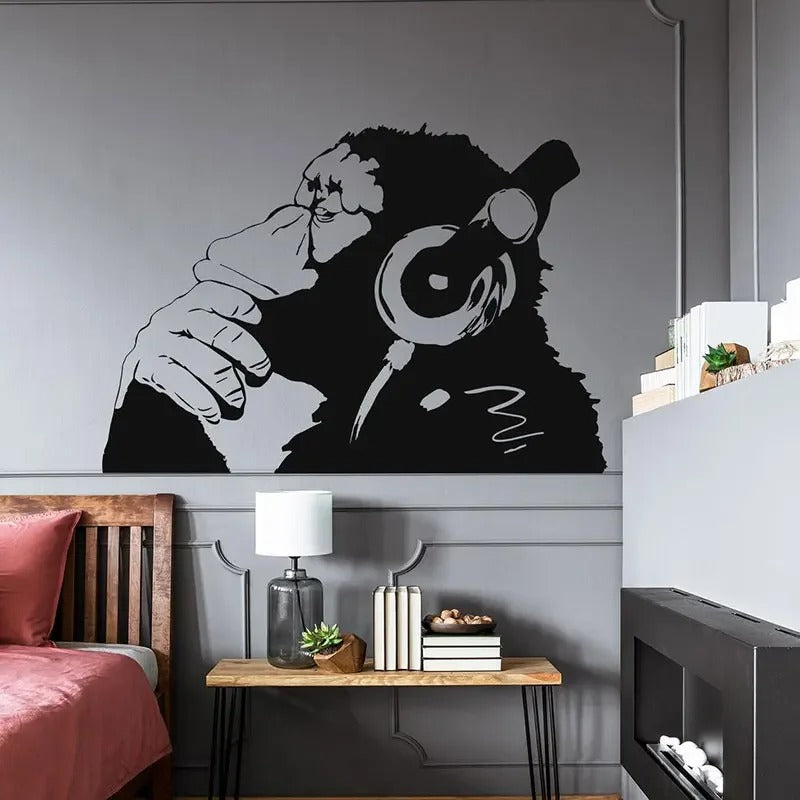 Sticker Singe Avec Casque