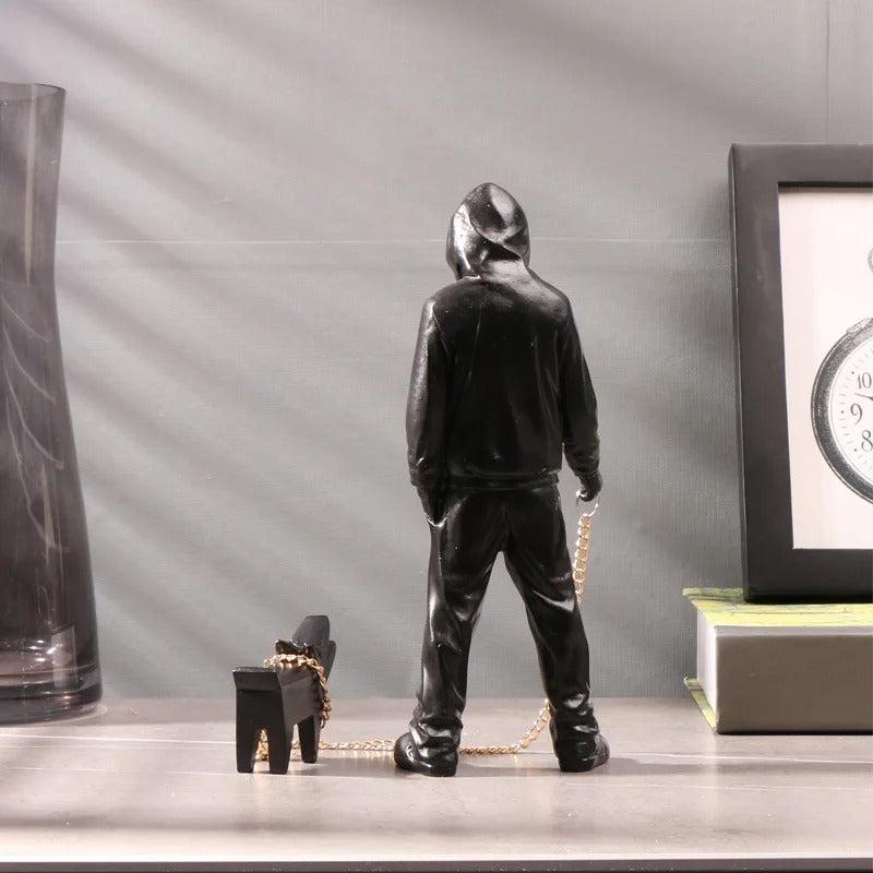 Statue Banksy Homme et Chien