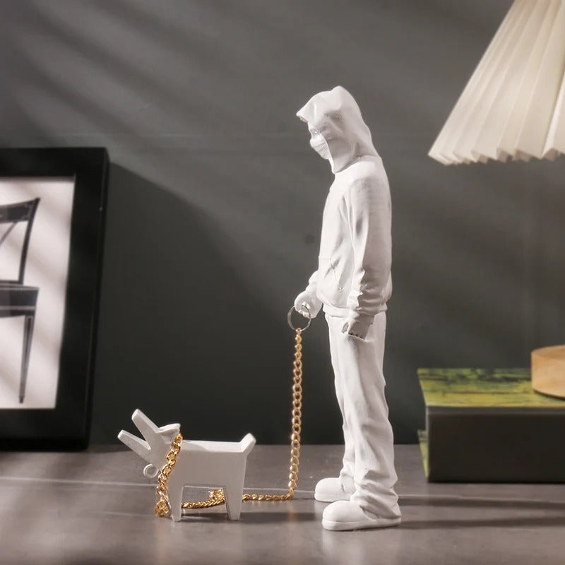 Statue Banksy Homme et Chien