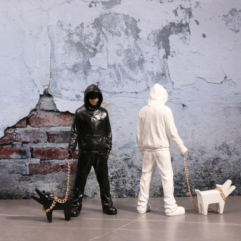 Statue Banksy Homme et Chien