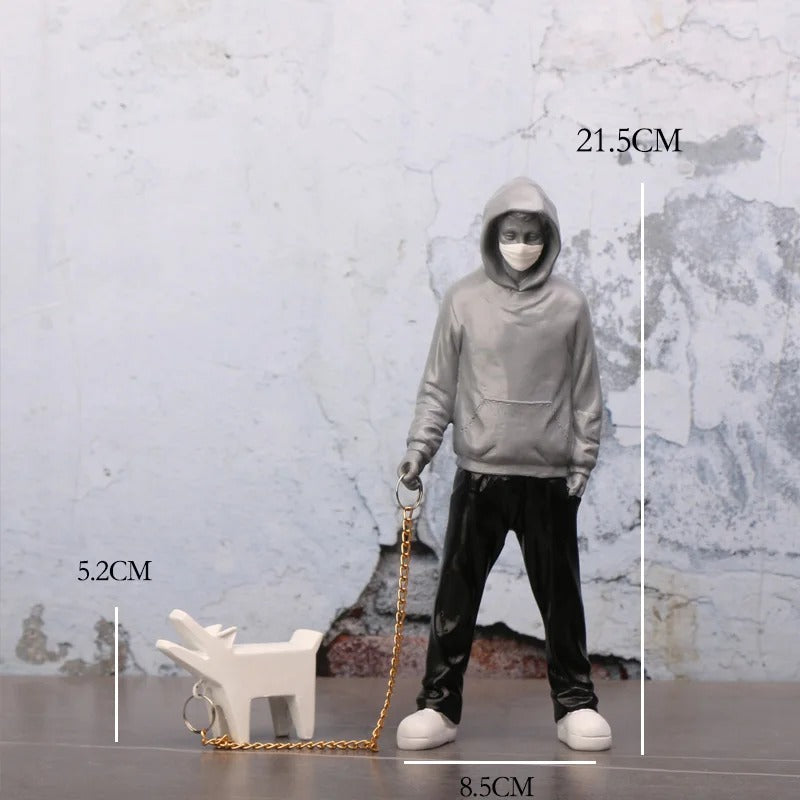 Statue Banksy Homme et Chien