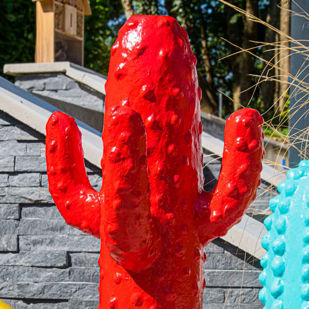 Statue Jardin Cactus Rouge