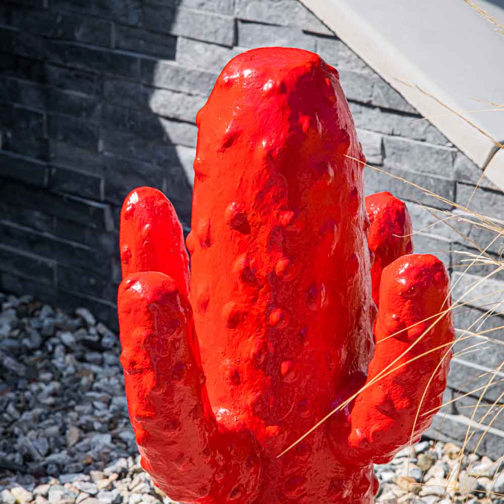 Statue Jardin Cactus Rouge