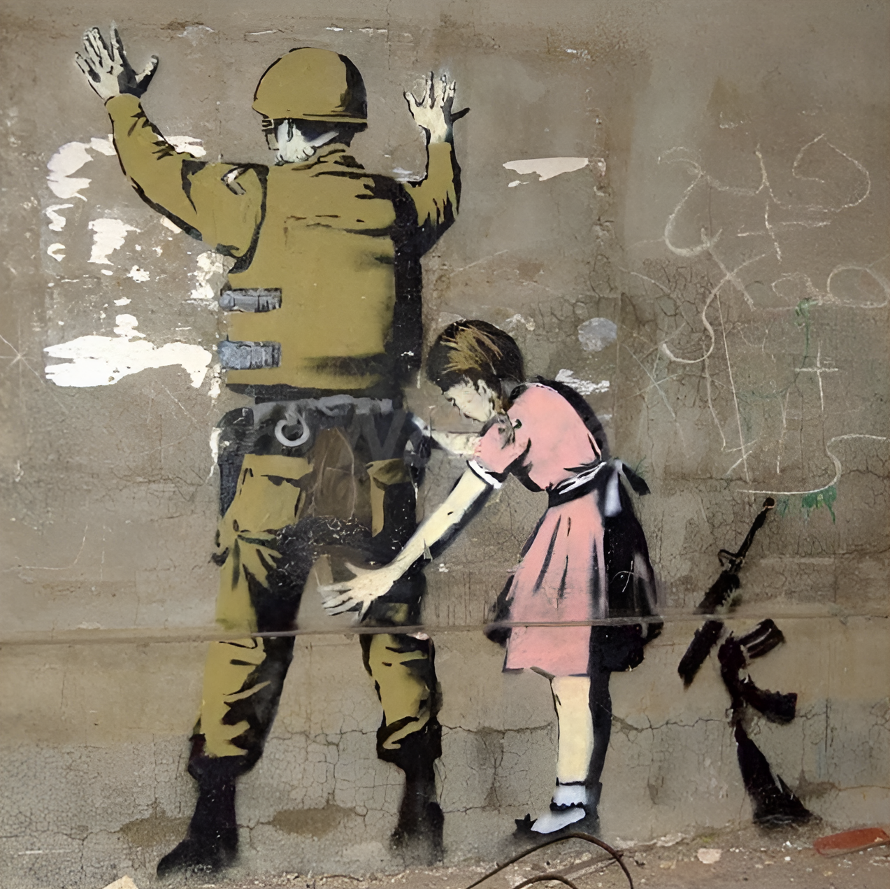 Tableau Banksy La Fille et Le Soldat