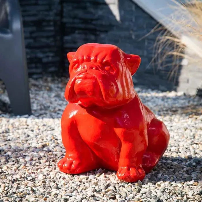 Statue Jardin Bulldog Rouge