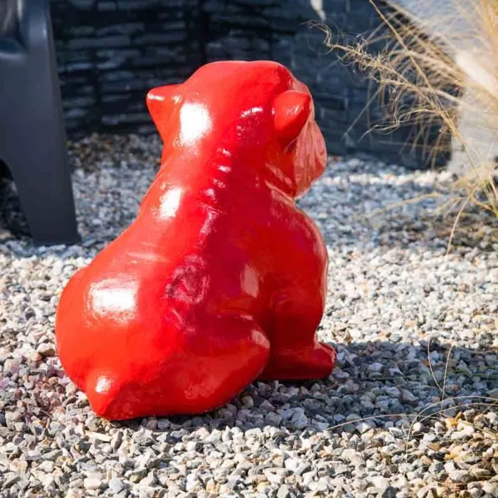 Statue Jardin Bulldog Rouge