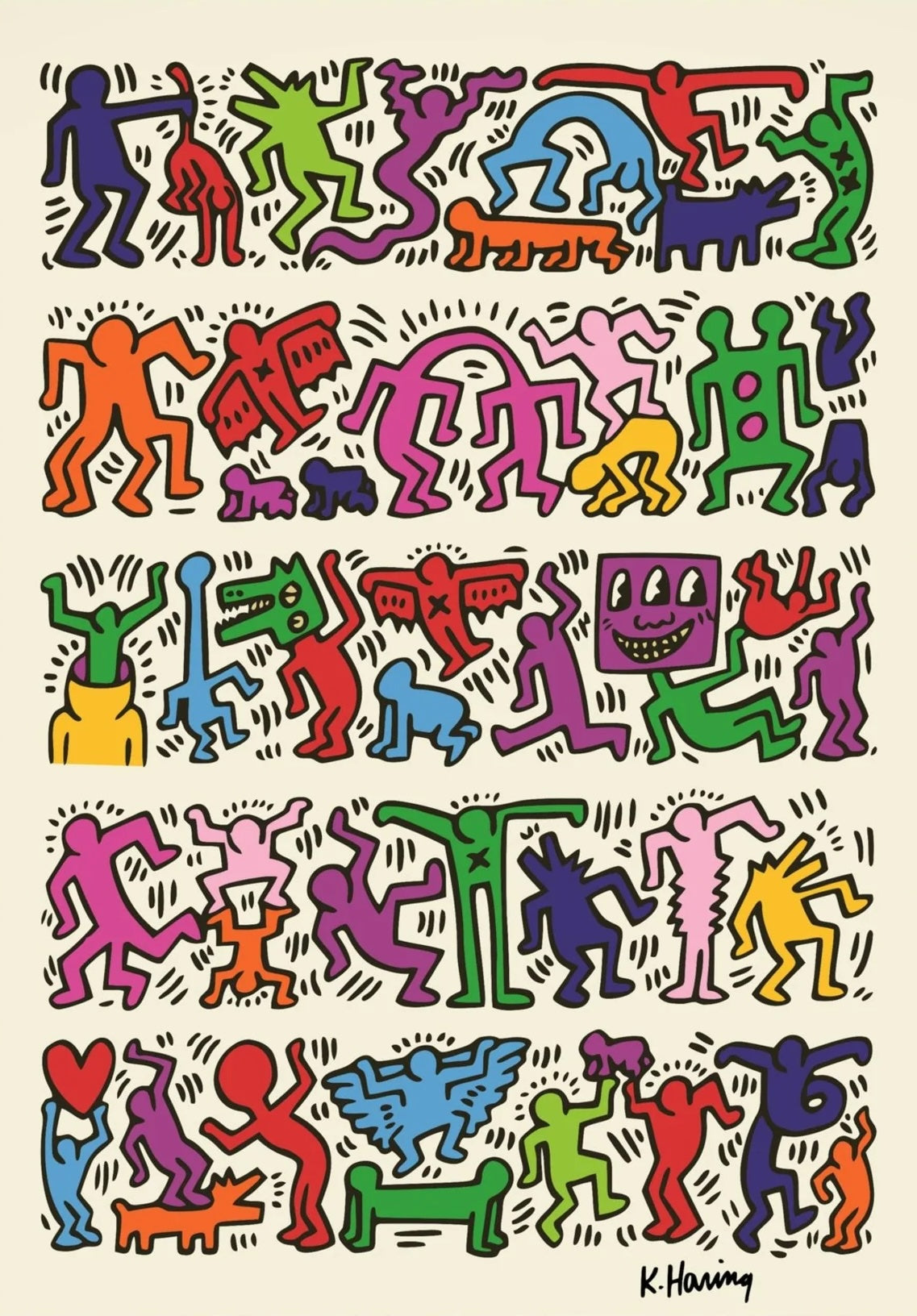 Tableau Coloré Keith Haring