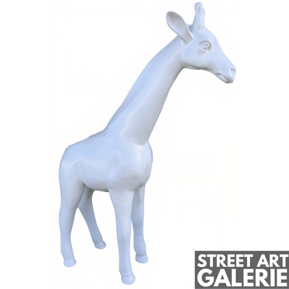 Grande Statue Girafe Blanc