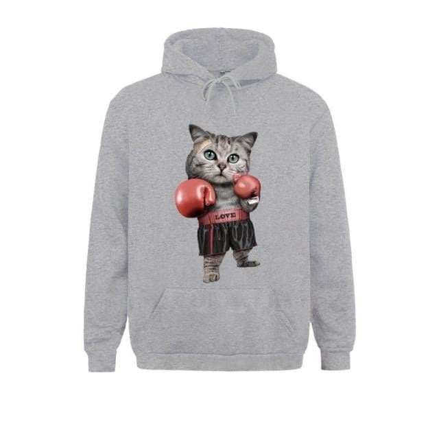 Pull à Capuche Chat Boxeur