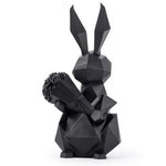 Statue Lapin Origami Noir