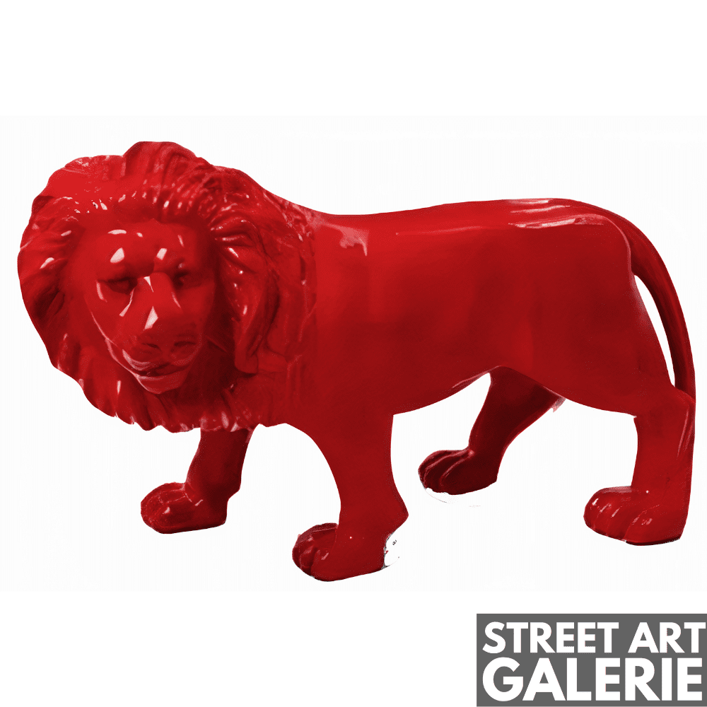 Statue Lion Décoration Extérieur Rouge