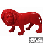 Statue Lion Décoration Extérieur Rouge