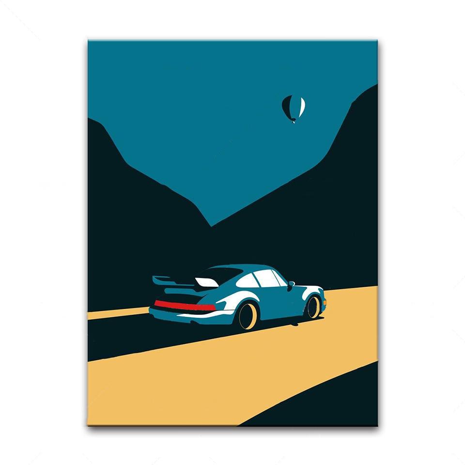 Tableau Porsche Vintage Bleu