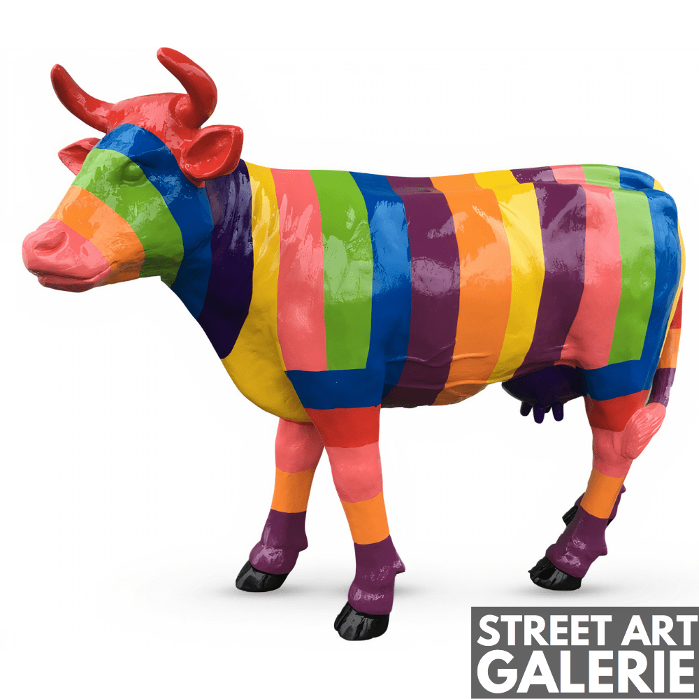 Vache Résine Jardin Multicolore