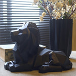 Statue Lion Couché Noir