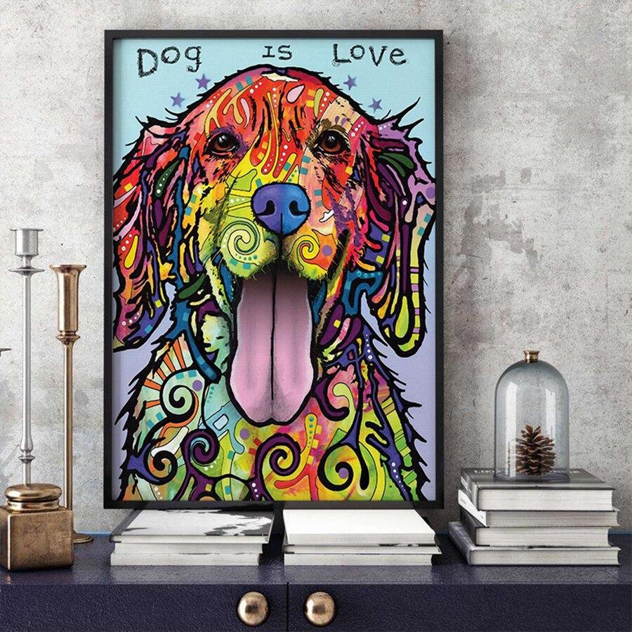 Tableau Street Art Chien Multicolore