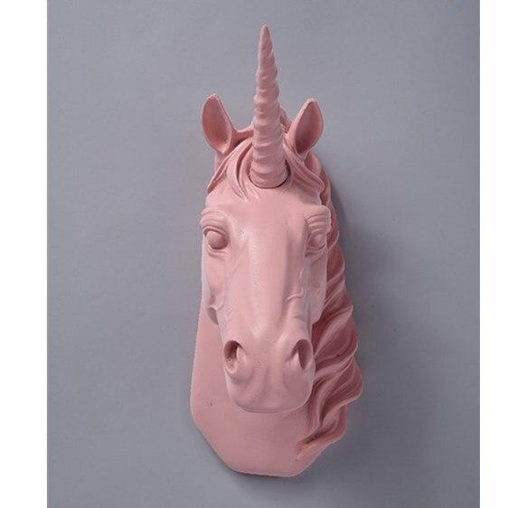 Statue Licorne Murale Rose