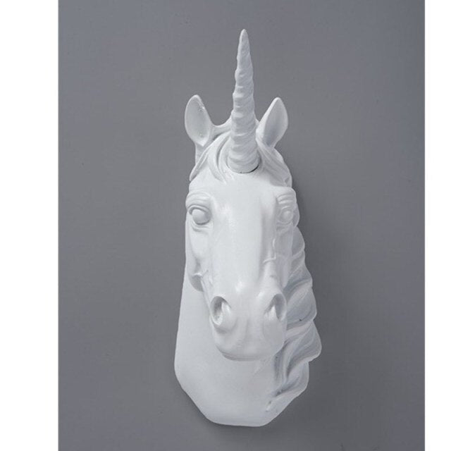 Statue Licorne Murale Blanche