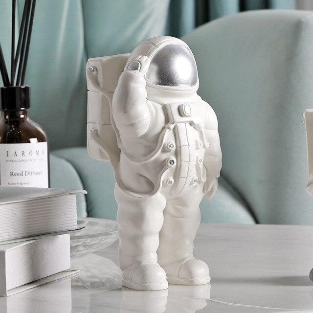 Statue Astronaute Blanche et Argent