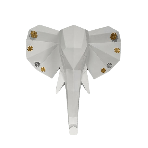 Tête d'Éléphant murale Blanc