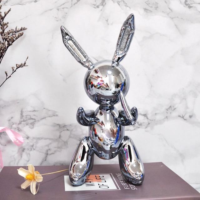 Statue lapin ballon Gris