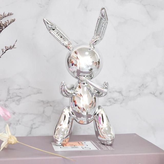 Statue lapin ballon Argent