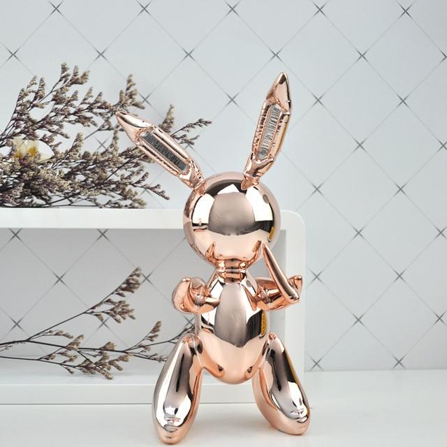 Statue lapin ballon Rose Doré