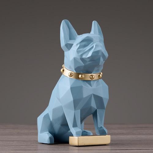 Statue Chien Bouledogue Bleu