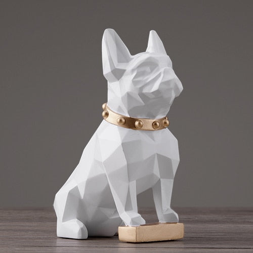 Statue Chien Bouledogue Blanc