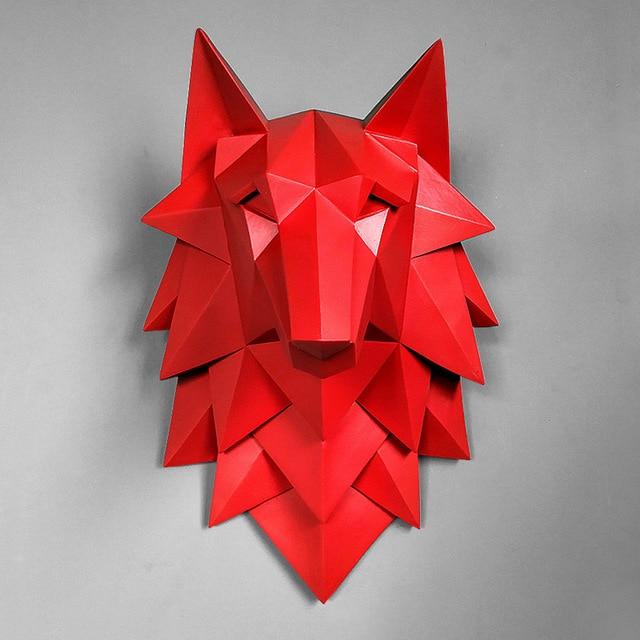 Tête de Loup Murale Rouge