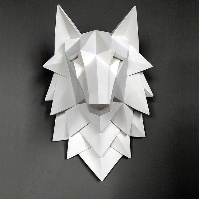 Tête de Loup Murale Blanc