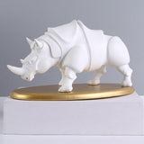 Statue rhinocéros design blanche