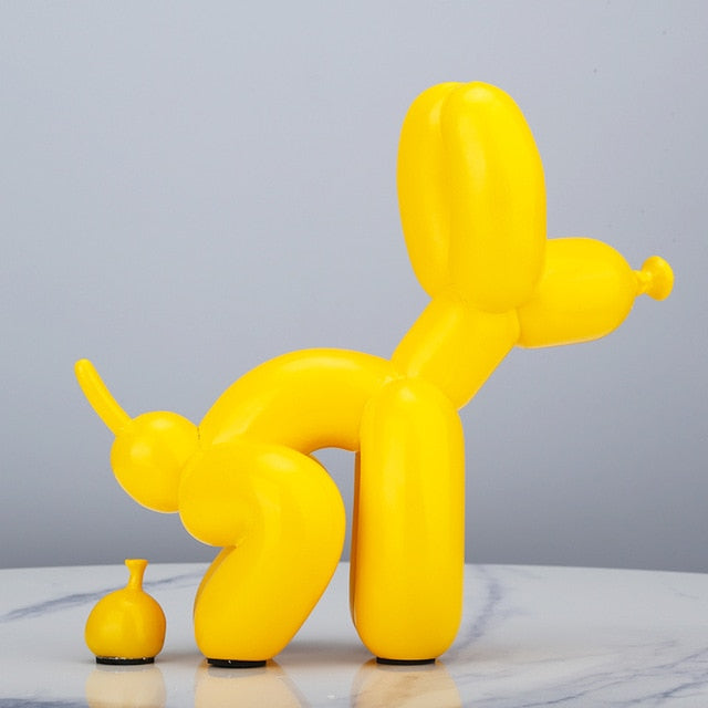 Statue Chien Ballon Caca Jaune