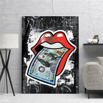 Tableau Street Art Bouche Rolling Stones