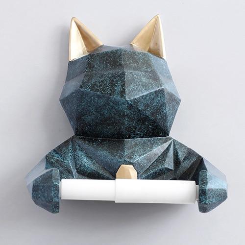 Porte Papier Toilette Chat Bleu