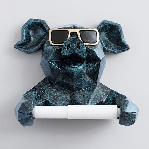 Porte Papier Toilette Cochon Bleu