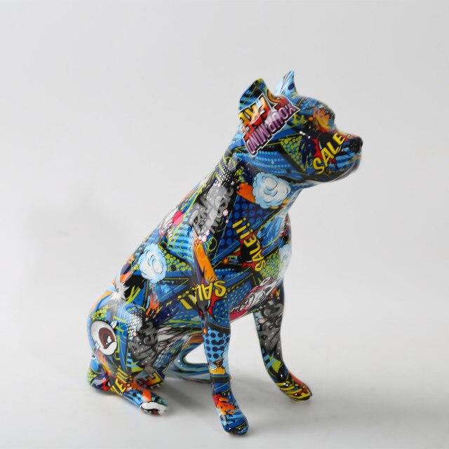 Sculpture Staffie Bleu