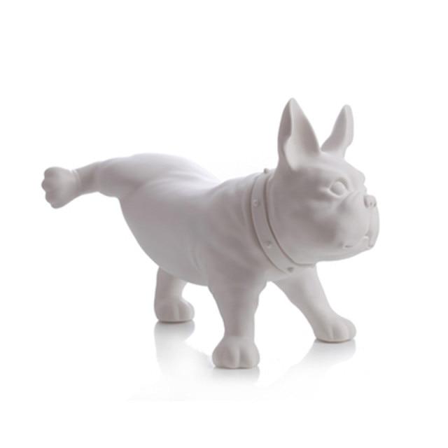 Statue Bouledogue Français Résine Blanc