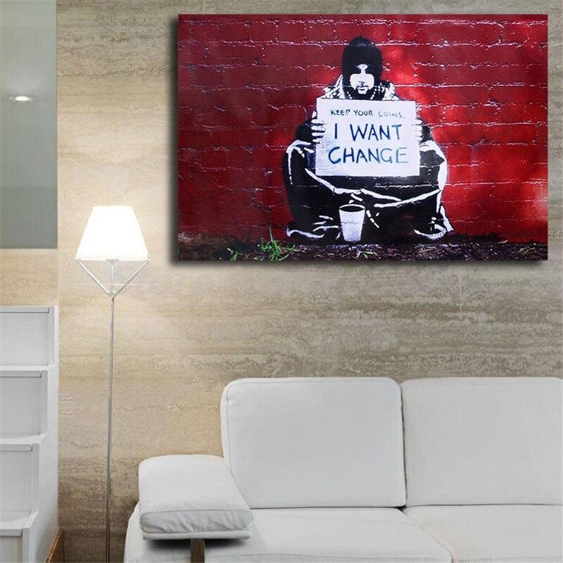 Tableau Street Art | Banksy I Want Change